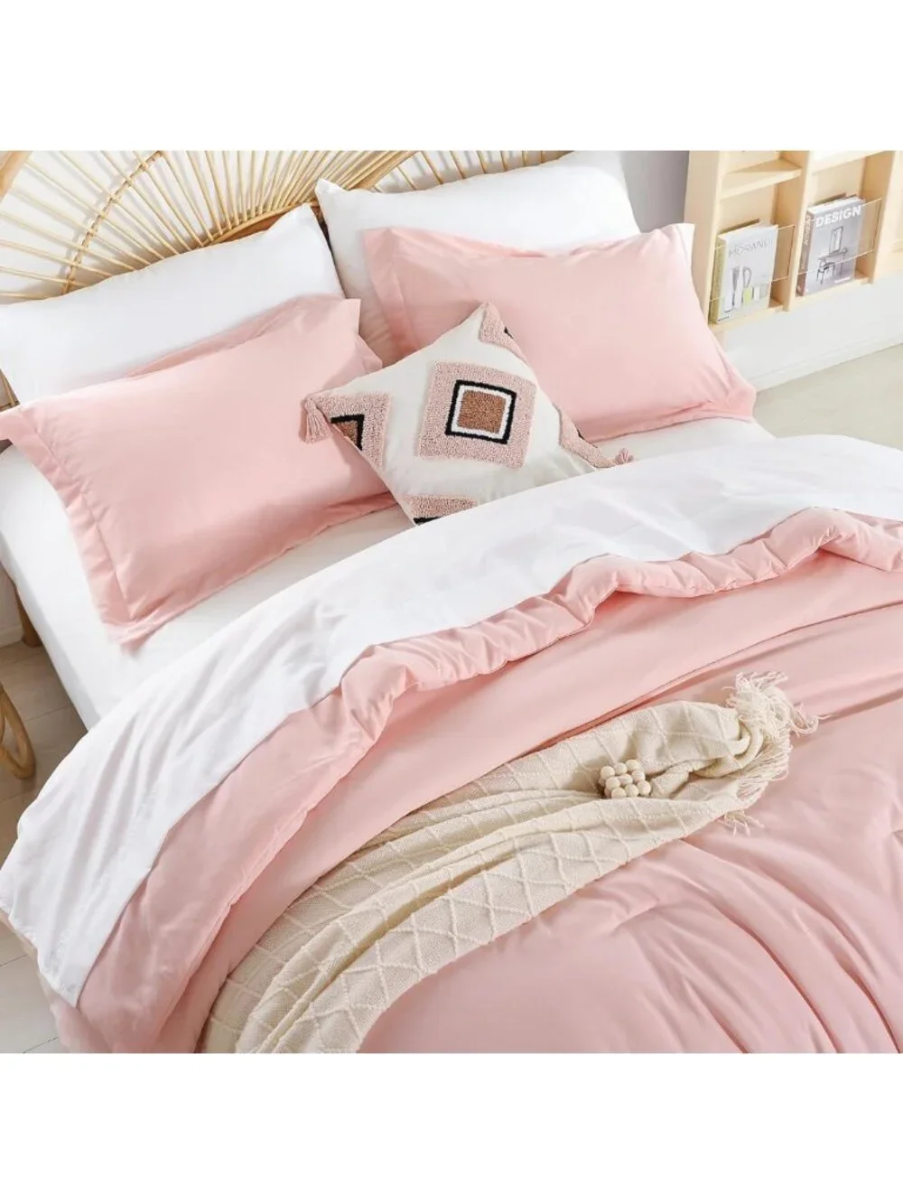 Blush Pink 7-Piece Queen Comforter Set | All-Season Bedding with Sheets & Shams
